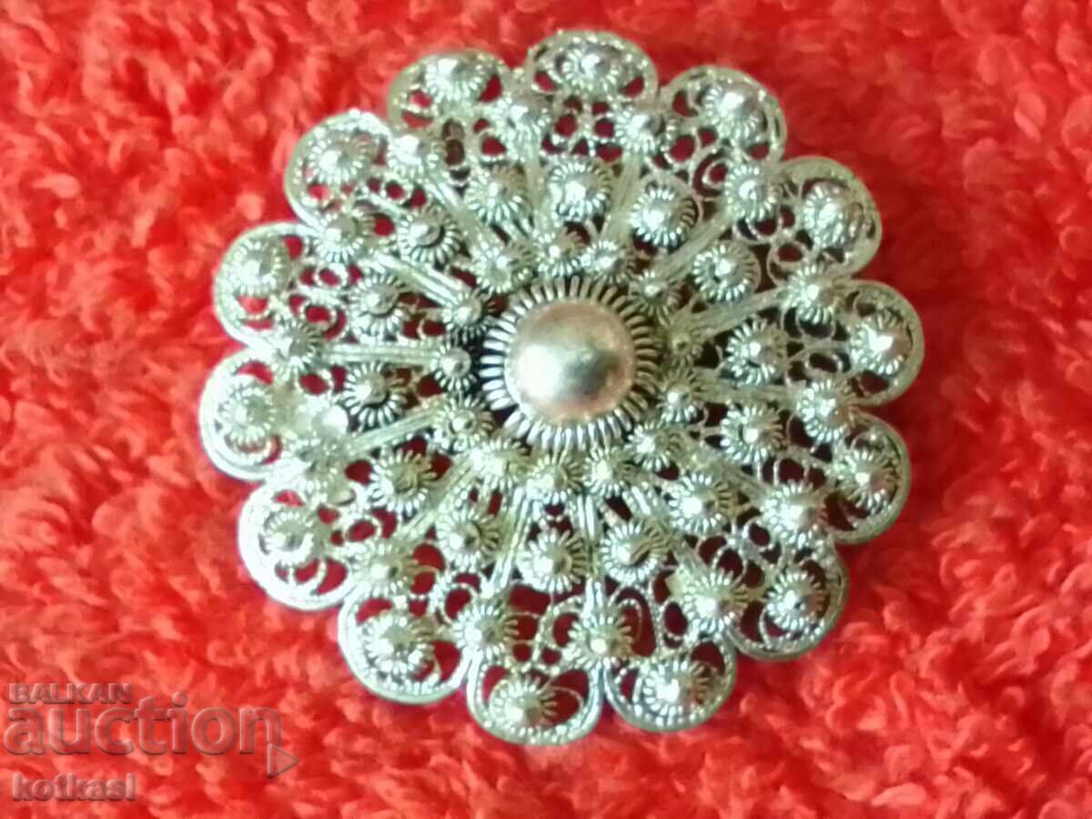 Стара сребърна 800 Брошка Висулка  филигран - 7