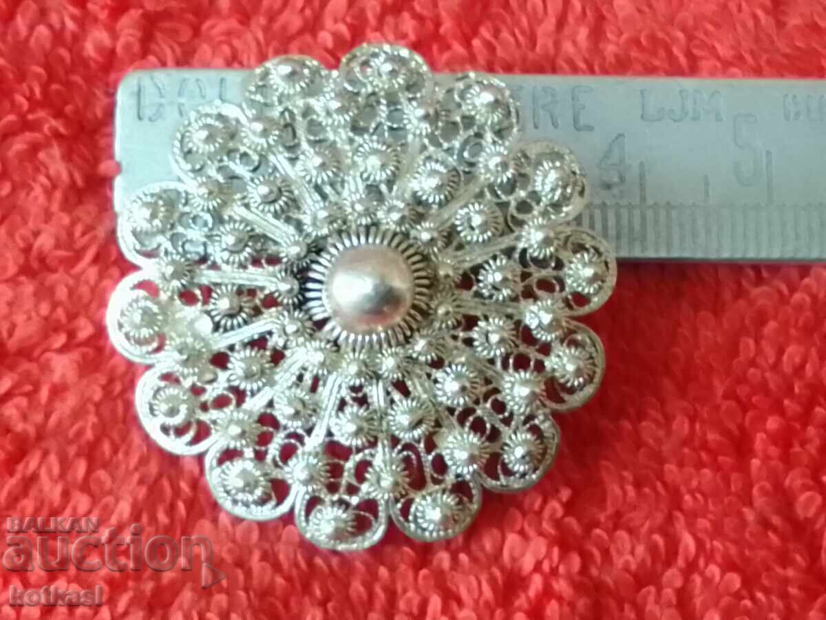 Παλαιό ασημένιο 800 Μπρόσχη Κρεμαστό κόσμημα φιλιγκράν