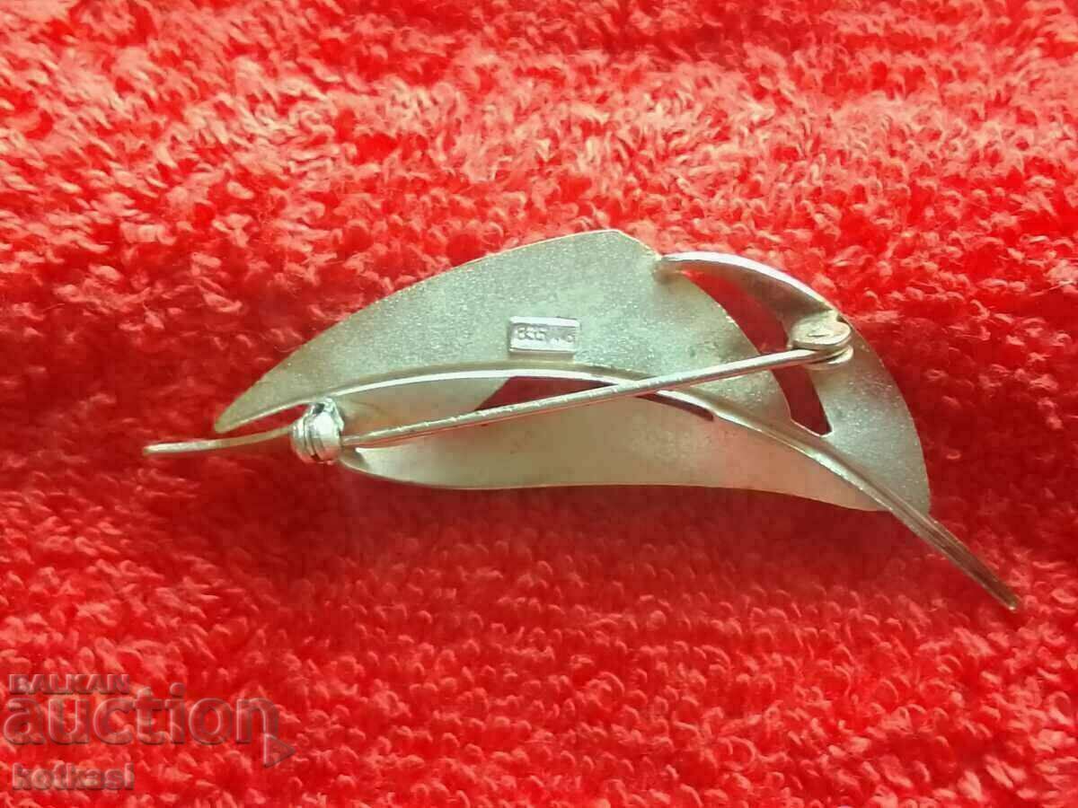 Old Silver 835 Feather Brooch - 6 Old Silver 835 Feather Brooch - 6