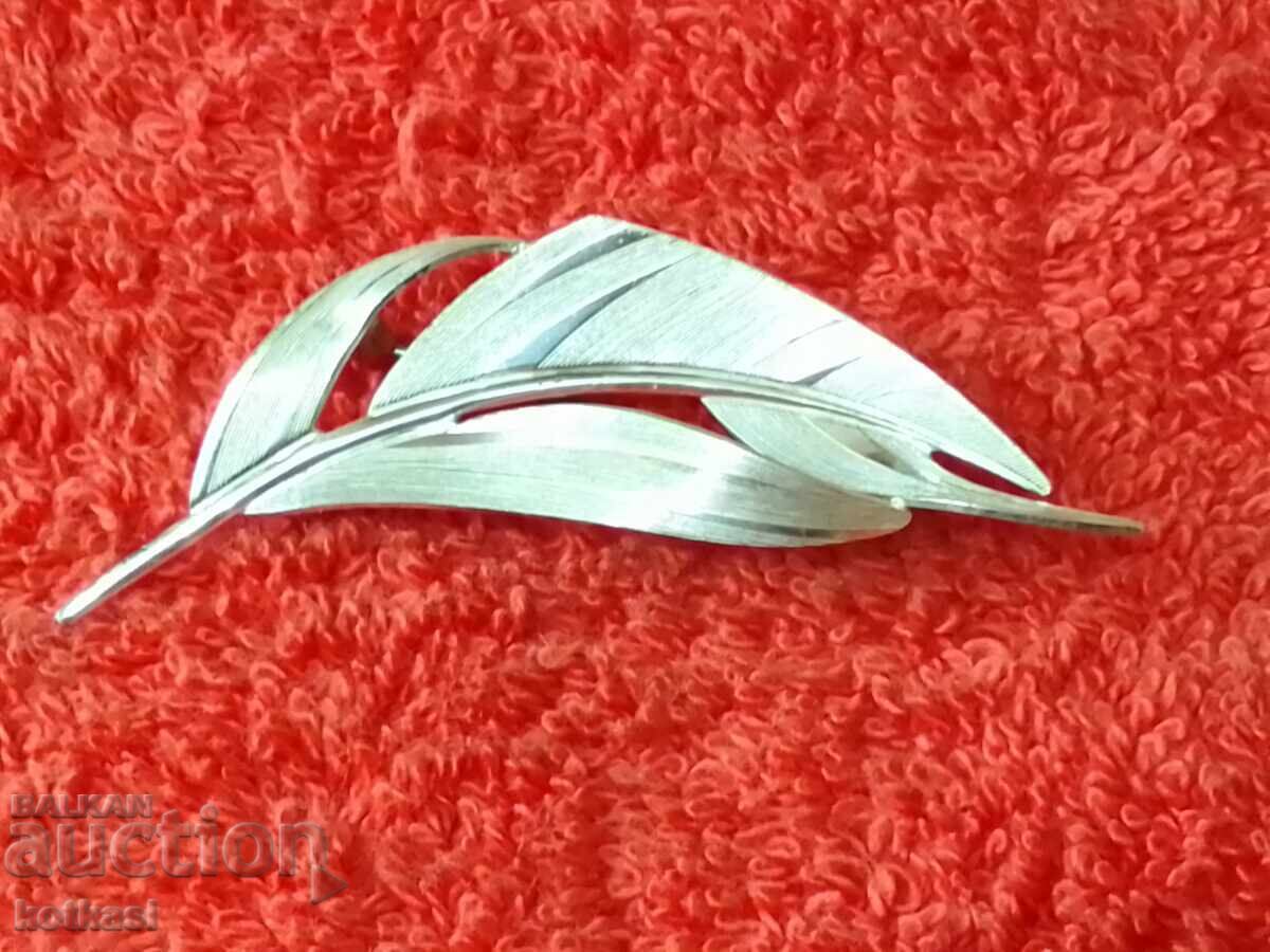 Παλιά καρφίτσα με πούπουλα ασήμι 835 - 6