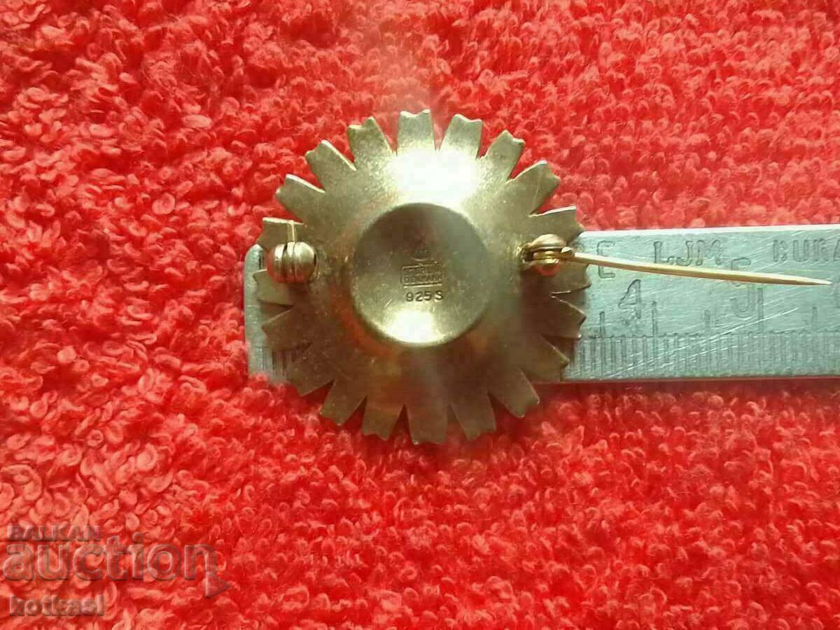 Sterling Silver DENIMARK 925 S Earrings Gold Plated Flower 3 Pieces - 5 Sterling Silver DENIMARK 925 S Earrings Gold Plated Flower 3 Pieces - 5