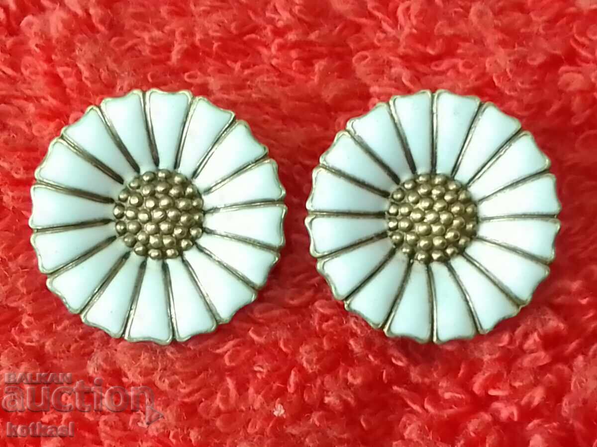 Сребърни STERLING DENIMARK 925 S обици позлата цвете 3 броя - 5 Сребърни STERLING DENIMARK 925 S обици позлата цвете 3 броя - 5