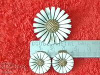 Cercei argint STERLING DENIMARK 925 S placati cu aur floare 3 bucati