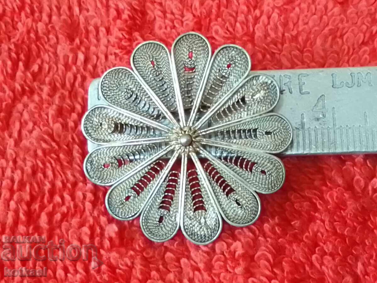 Broșă veche din argint 925 filigran