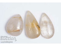 3 pieces rutile quartz 44.1ct drop cabochons #20