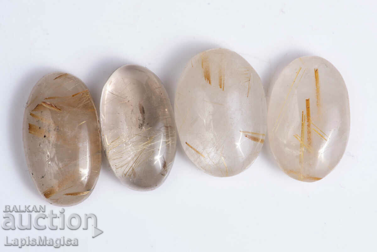 4 pcs rutile quartz 72.4ct oval cabochons #24