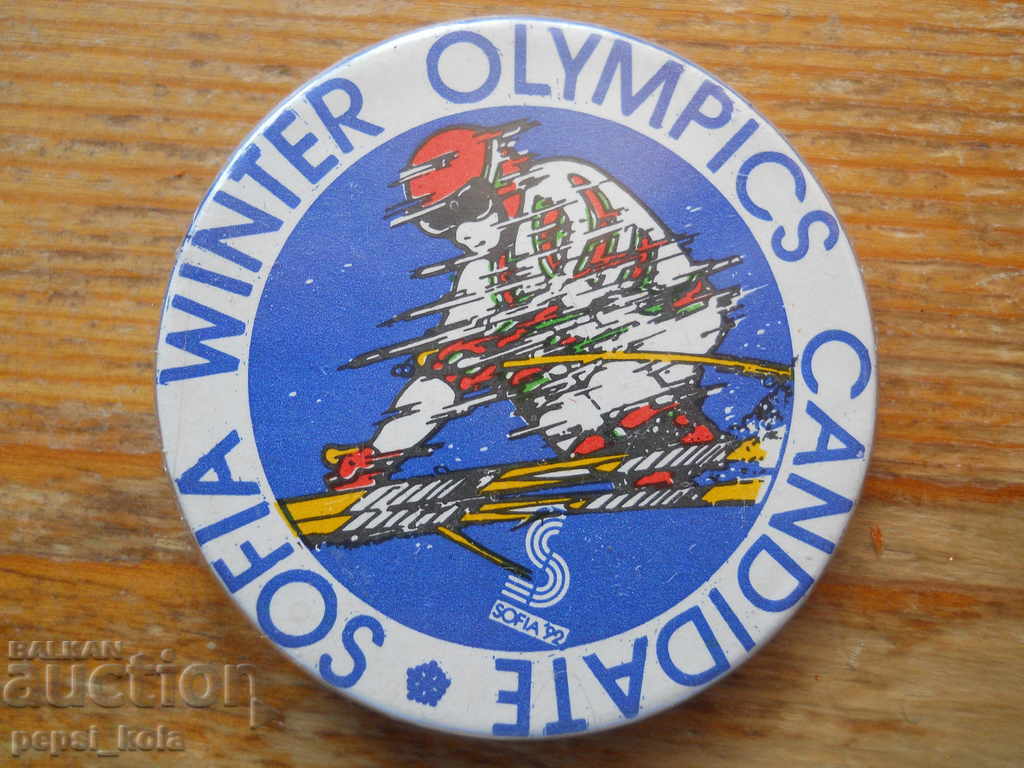 insignă sportivă mare „Candidatul Sofia la Jocurile Olimpice de iarnă 92”