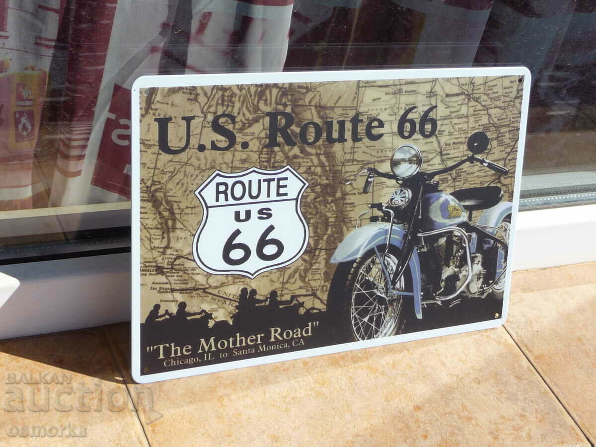 Metal plate motor U.S. Route 66 Indian free ride with price 18.00 BGN | € 9.20 Metal plate motor U.S. Route 66 Indian free ride with price 18.00 BGN | € 9.20