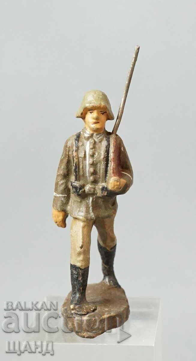 1938 Soldat german Figura Wehrmacht Elastolin cu pușcă de marș