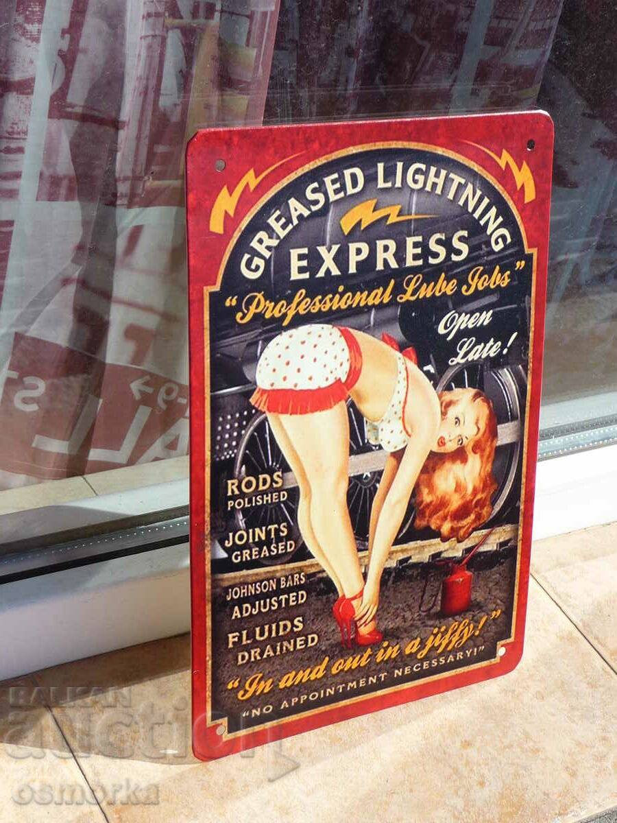 Metal sign train express locomotive erotic blonde heels with price 18.00 BGN | € 9.20 Metal sign train express locomotive erotic blonde heels with price 18.00 BGN | € 9.20