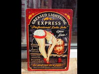 Metal sign train express locomotive erotic blonde heels