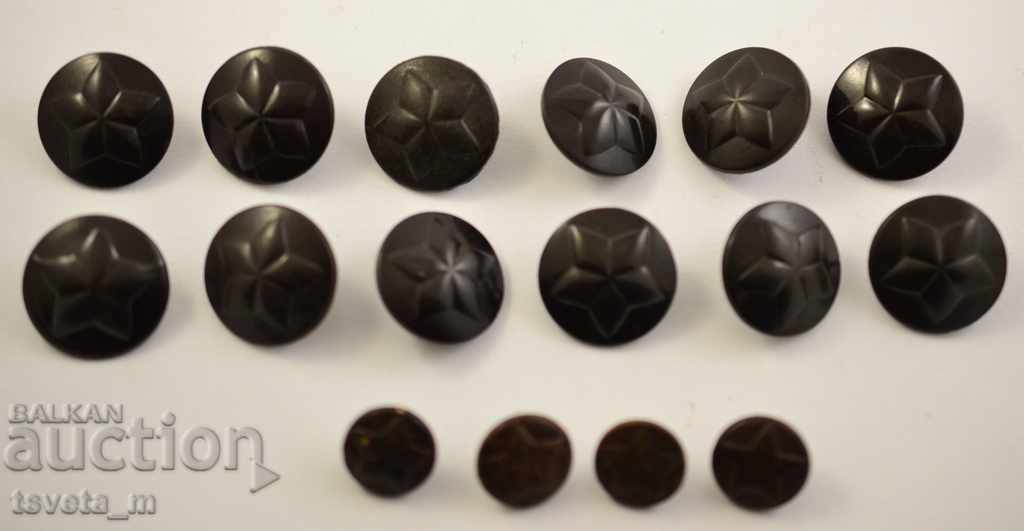 Копчета от военна униформа Бг армия 12 + 4 бр. от бакелит