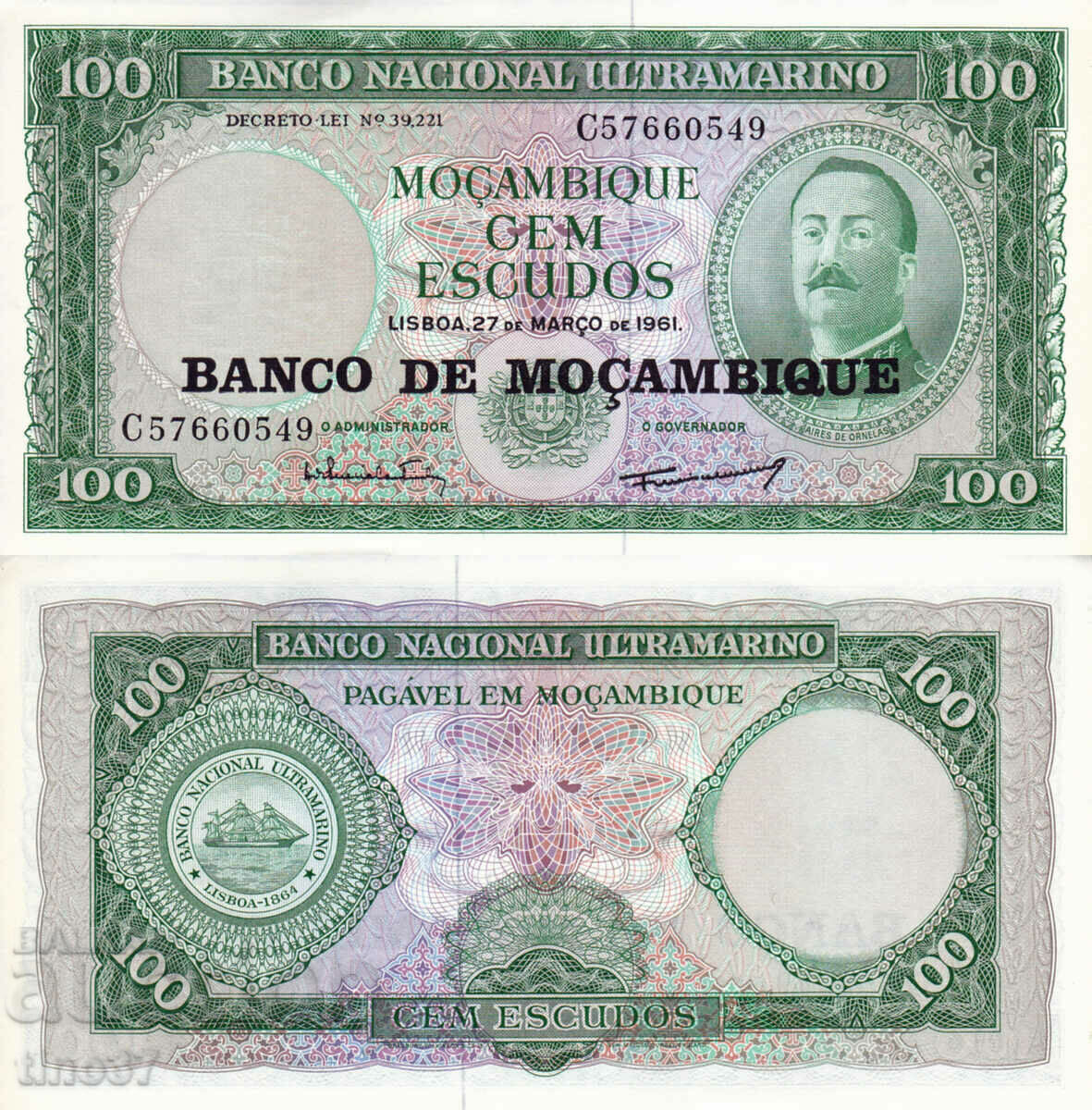 tino37- MOZAMBIQUE - /PORTUGUESE/- 100 ESCUDOS - 1961 - UNC