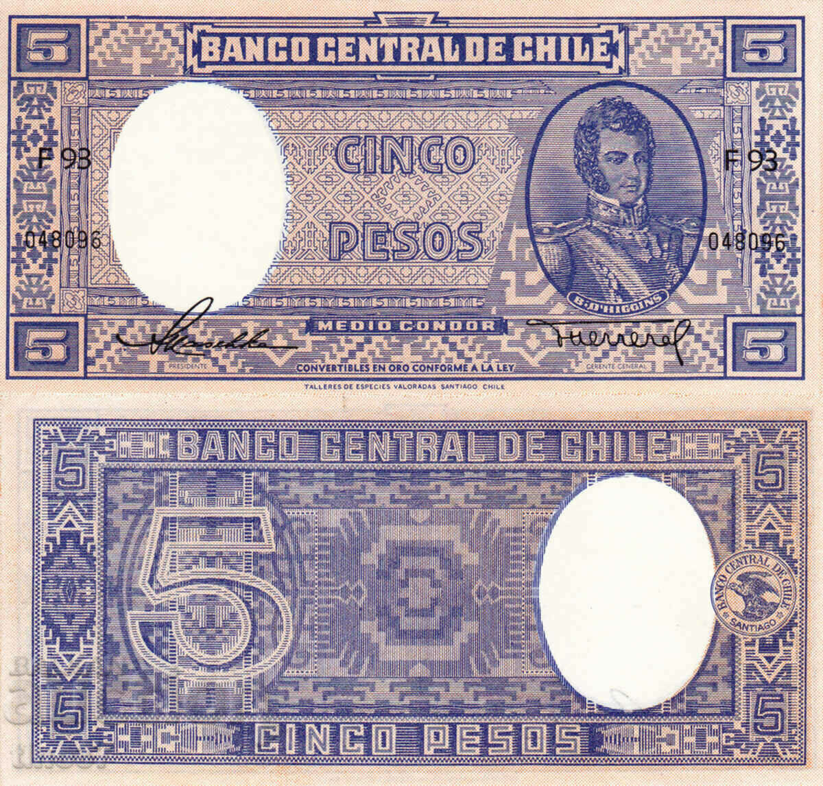 tino37- CHILE - 5 PESOS - 1958 - UNC