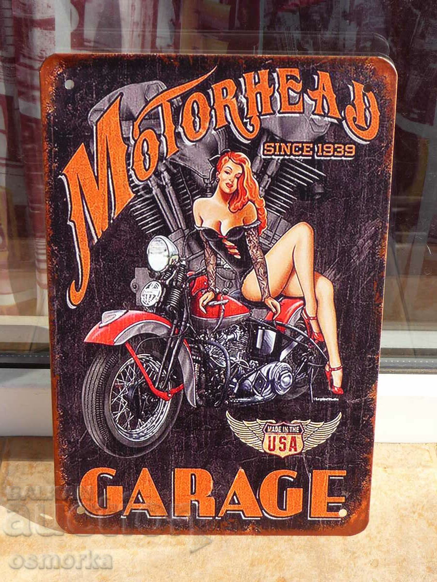 Placa metalica motor garaj motoare motociclete erotica 1939