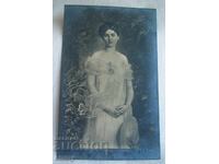 Пощенска карта - картичка красиво момиче, Белово, 1911 г.