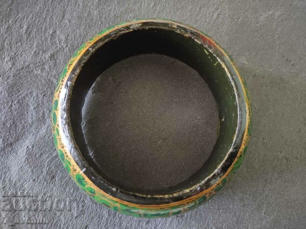 Auction BRACELET painted, wood, color - green/gold Auction BRACELET painted, wood, color - green/gold