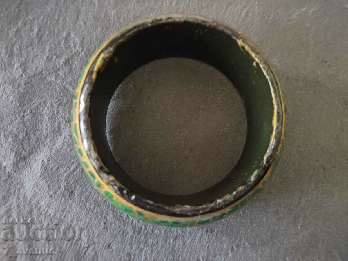 BRACELET painted, wood, color - green/gold - 6 BRACELET painted, wood, color - green/gold - 6