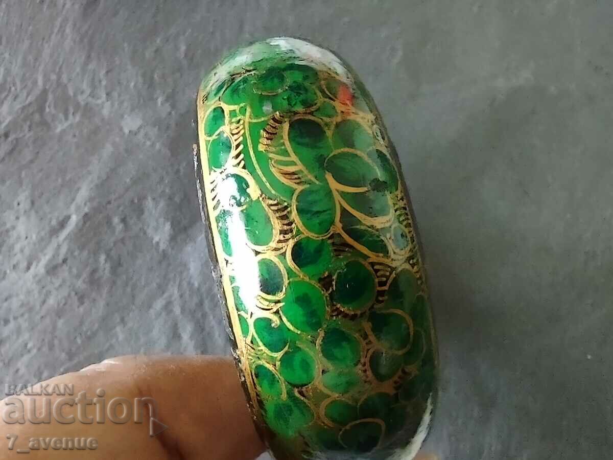 BRACELET painted, wood, color - green/gold - 7 BRACELET painted, wood, color - green/gold - 7