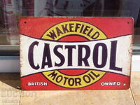 Castrol car metal plate Castrol motor oil red