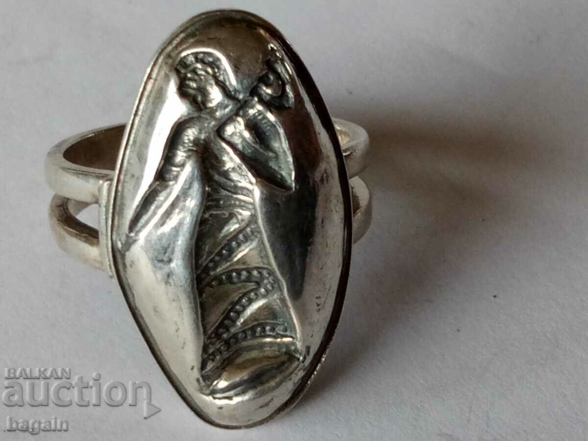 Unique silver brand ring.