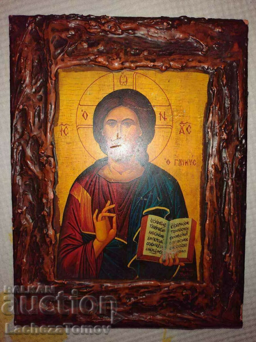 Εικόνα Ιησούς Χριστός Ελλάδα ζωγραφισμένη σε ξύλο