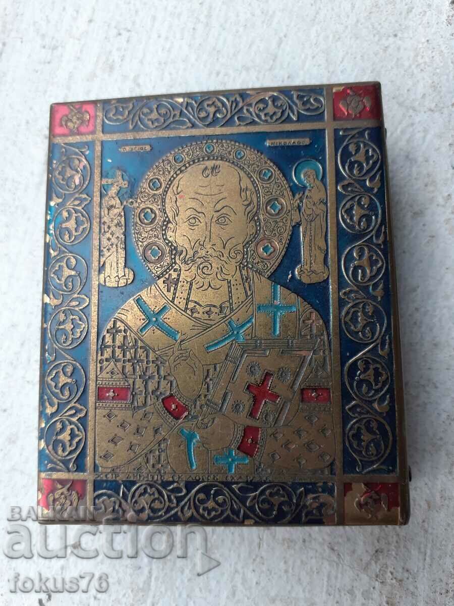 Δημοπρασία Παλιά μικρή χάλκινη εικόνα με σμάλτο - Άγιος Νικόλαος Δημοπρασία Παλιά μικρή χάλκινη εικόνα με σμάλτο - Άγιος Νικόλαος