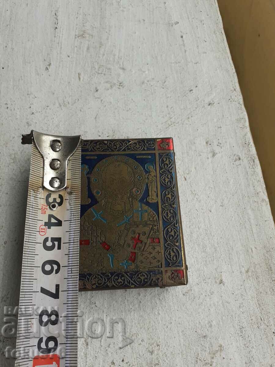 Παλιά μικρή χάλκινη εικόνα με σμάλτο - Άγιος Νικόλαος - 7 Παλιά μικρή χάλκινη εικόνα με σμάλτο - Άγιος Νικόλαος - 7