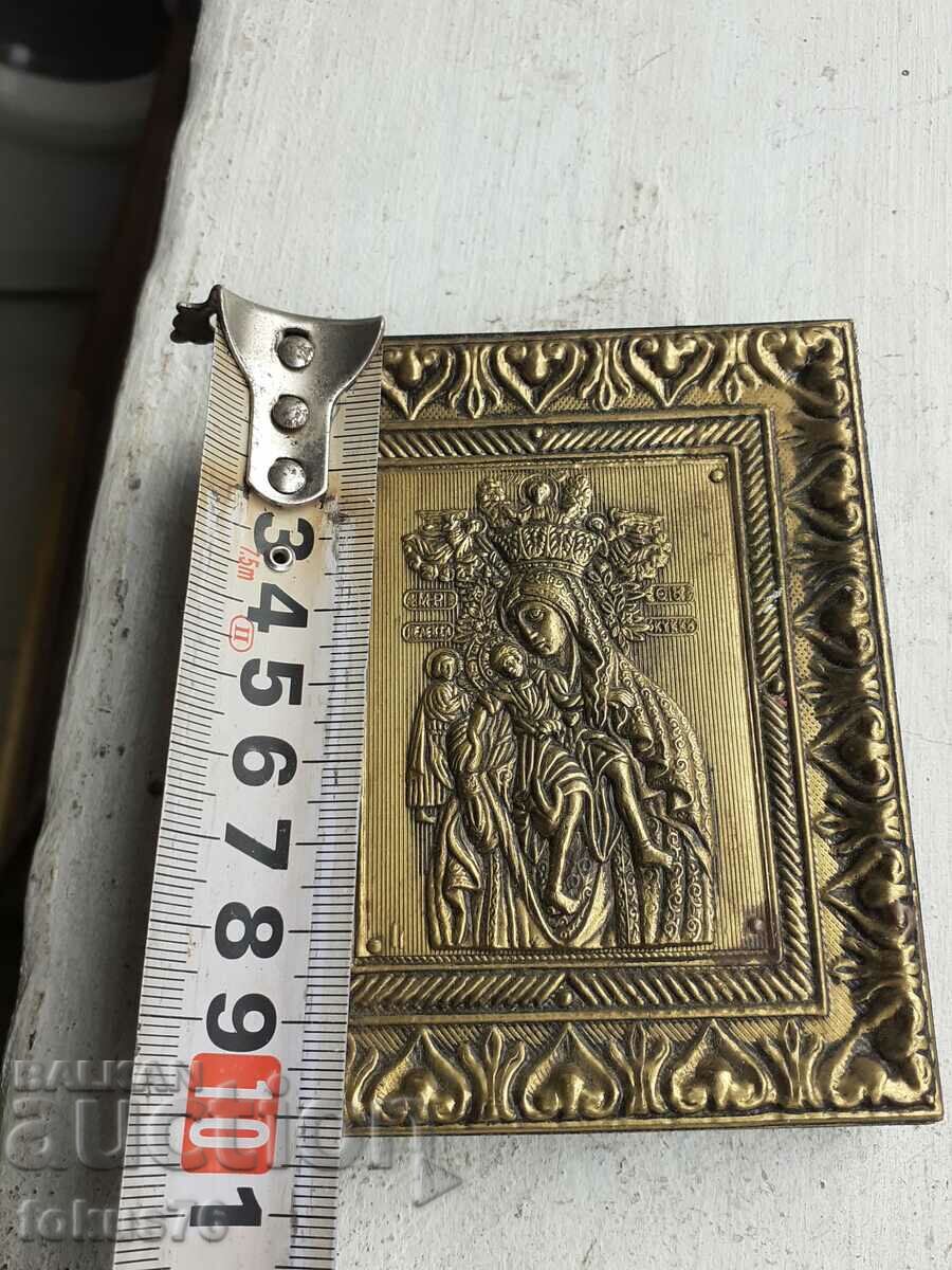 Old desktop brass icon - Mother of God - 6 Old desktop brass icon - Mother of God - 6