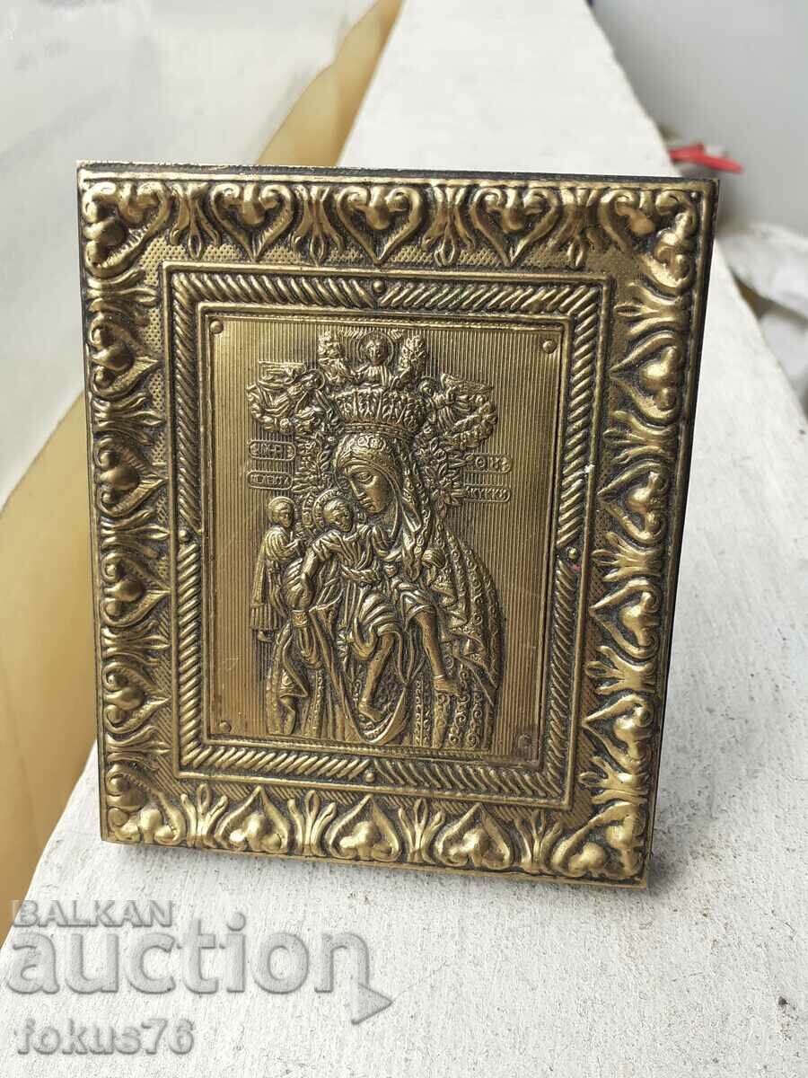 Old desktop brass icon - Mother of God - 7 Old desktop brass icon - Mother of God - 7