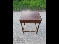 Vintage side table with genuine leather!