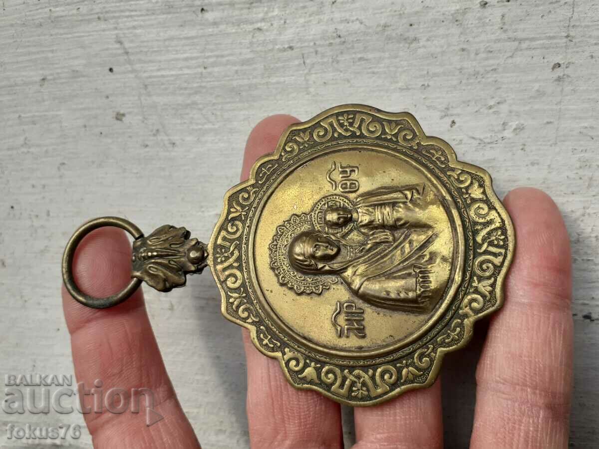 Μεγάλη μικρή θωρακική εικόνα - ορείχαλκος της Παναγίας - 5 Μεγάλη μικρή θωρακική εικόνα - ορείχαλκος της Παναγίας - 5