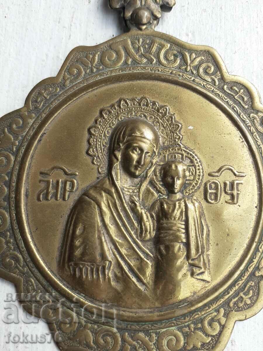 Μεγάλη μικρή θωρακική εικόνα - ορείχαλκος της Παναγίας - 6 Μεγάλη μικρή θωρακική εικόνα - ορείχαλκος της Παναγίας - 6