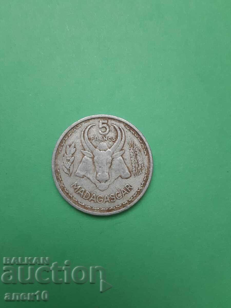 Madagascar 5 franci 1953
