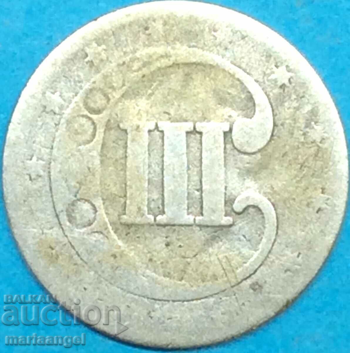 3 Centi 1853 SUA - Rar