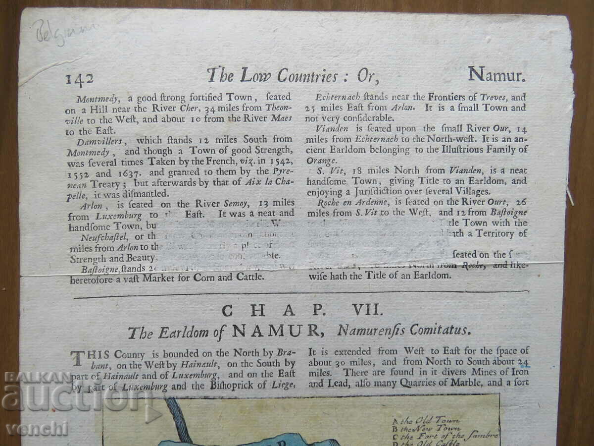 Licitație 1695 - GRAVURA - HARTA LUXEMBURG ȘI NAMUR, BELGIA