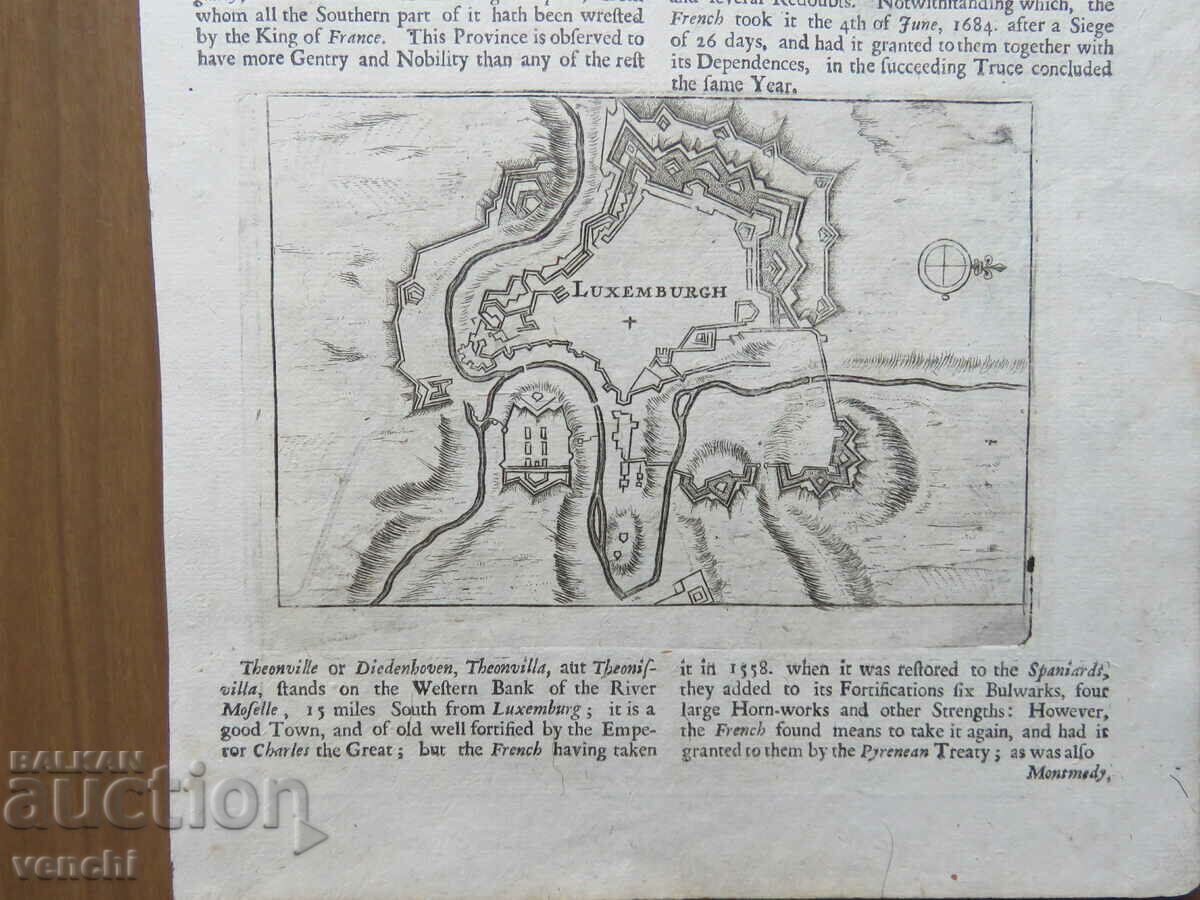 Livrarea 1695 - GRAVURA - HARTA LUXEMBURG ȘI NAMUR, BELGIA