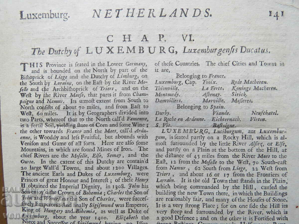 1695 - GRAVURA - HARTA LUXEMBURG ȘI NAMUR, BELGIA - 6