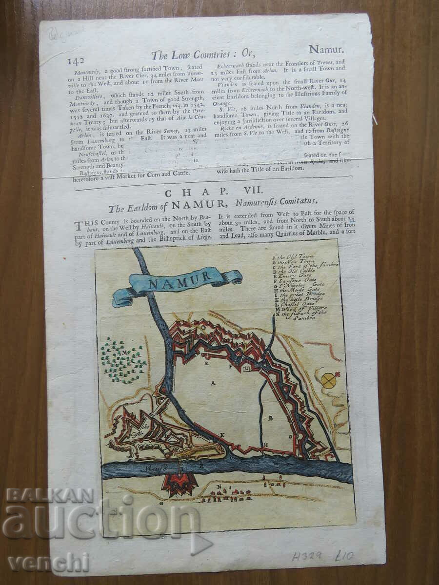 1695 - GRAVURA - HARTA LUXEMBURG ȘI NAMUR, BELGIA