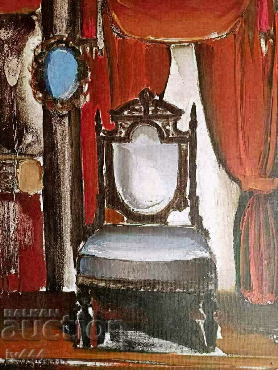 LUBEN SEMERDJIEV OLD BULGARIAN OIL PAINTING - CHAIR with price 1000.00 BGN | € 511.29 LUBEN SEMERDJIEV OLD BULGARIAN OIL PAINTING - CHAIR with price 1000.00 BGN | € 511.29