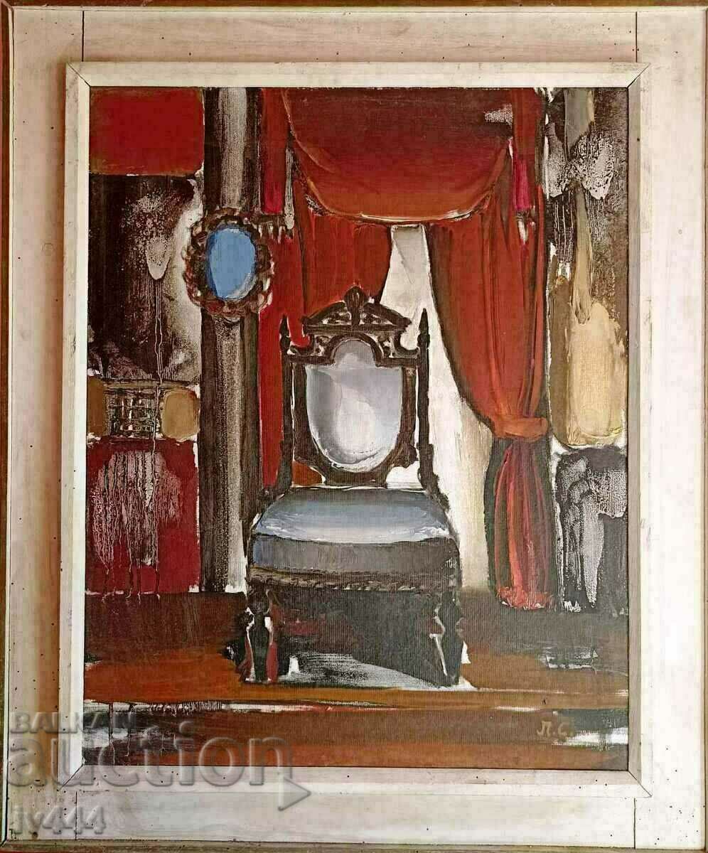 LYUBOMIR SEMERDJIEV OLD BULGARIAN OIL PAINTING - CHAIR