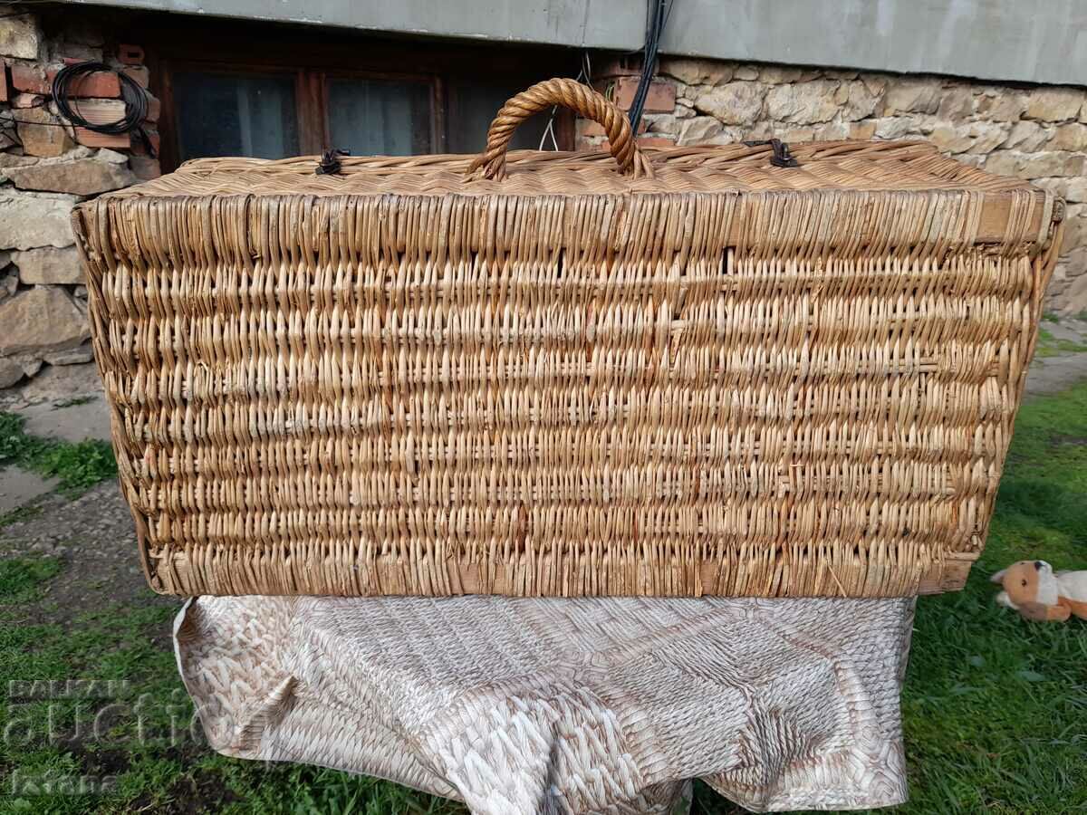 Auction Old wicker suitcase Auction Old wicker suitcase