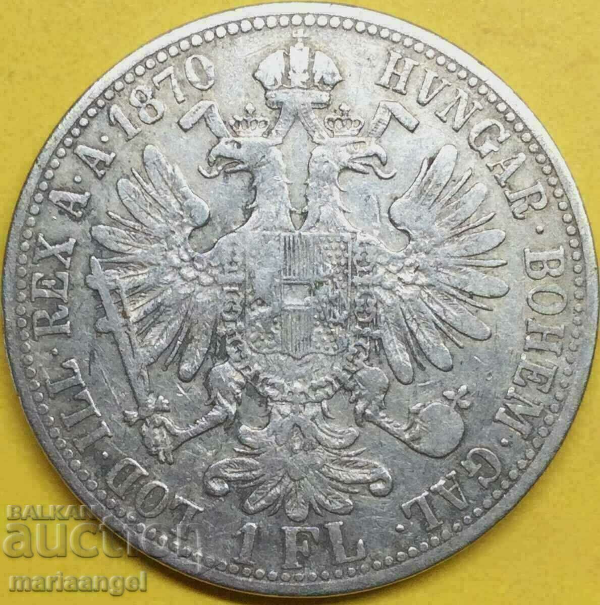 Austria 1 Florin 1870 A - Vienna Franz Joseph silver RARE