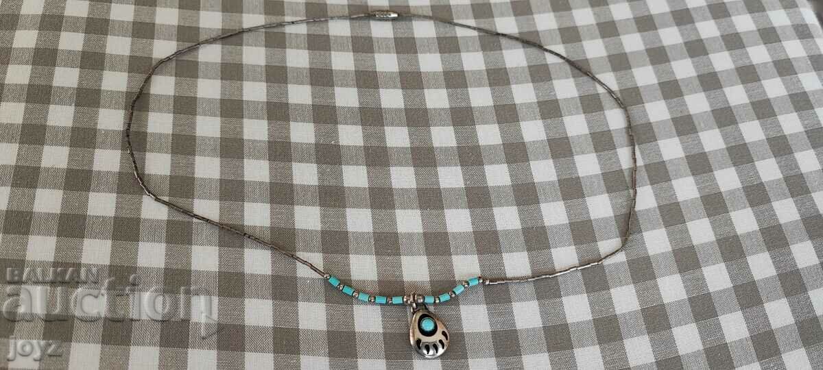 SILVER NECKLACE WITH BLUE STONES 3.58 g/STERLING