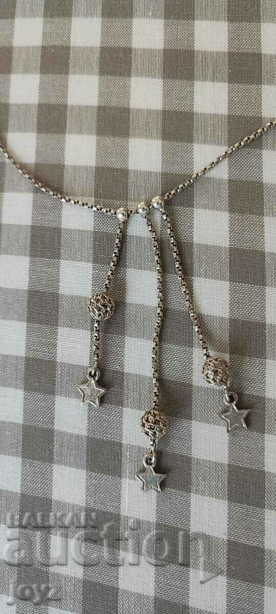 SILVER NECKLACE WITH BALLS AND STARS 5.58 g/SAMPLE 925 - 5 SILVER NECKLACE WITH BALLS AND STARS 5.58 g/SAMPLE 925 - 5