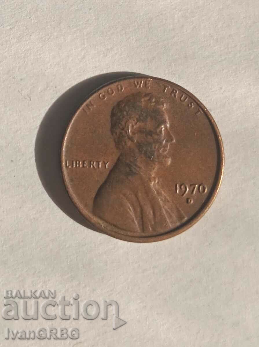 1 Cent SUA 1970 1 Cent 1970 Moneda SUA Lincoln