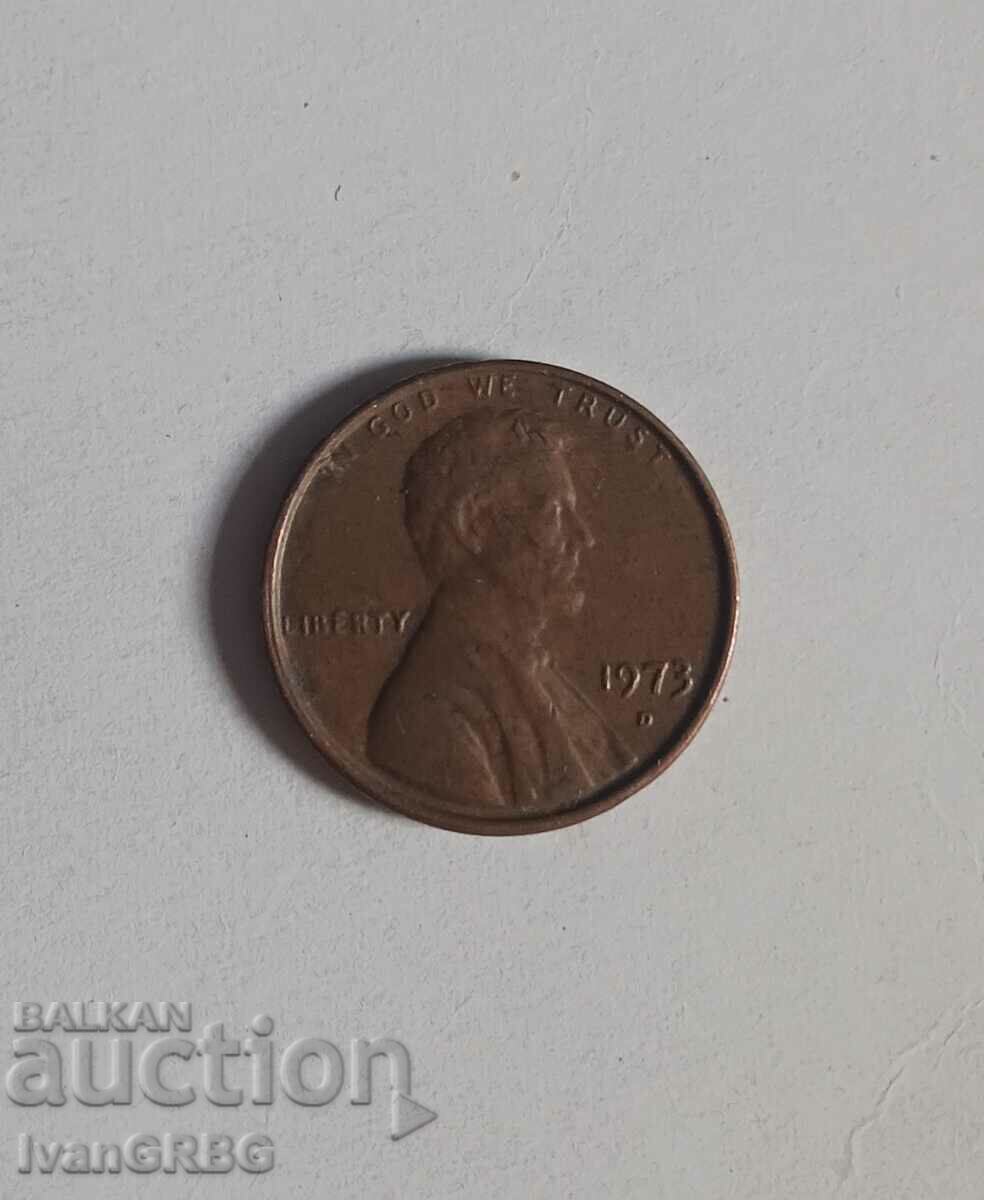 1 цент САЩ 1973 1 цент 1973 Американска монета Линкълн Амери