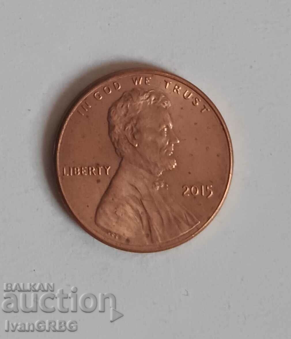 1 цент САЩ 2015 1 цент 2015 Американска монета Линкълн