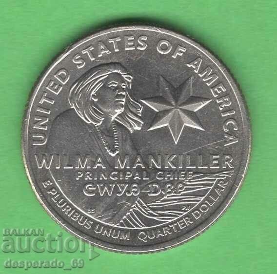 (¯`'•.¸ 25 cents 2022 P USA (Wilma Mankille) aUNC