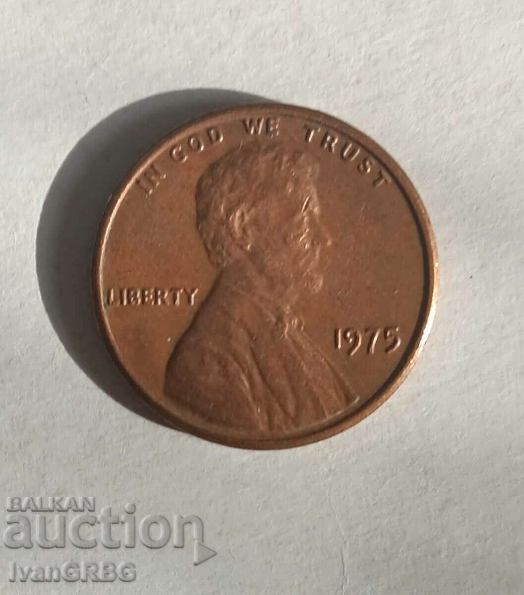 1 Cent SUA 1975 1 Cent 1975 Moneda SUA Lincoln